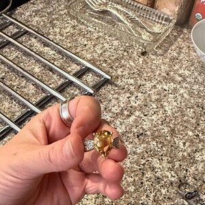 Gold Heart Ring with Silver Accents